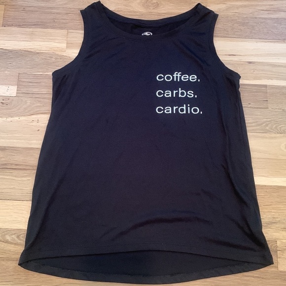 ATHLETIC Works Coffee Carbs Cardio Athleisure Workout Tank Tank Black Women’s XS - Picture 2 of 9
